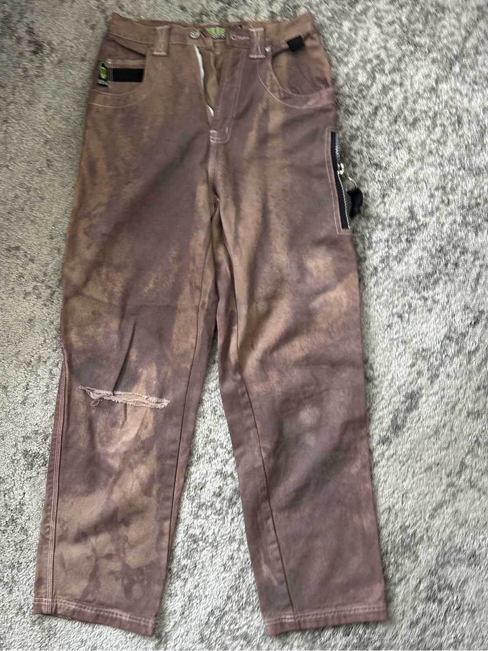 Zara Brown Tie-Dye Straight-Leg Carpenter Jeans